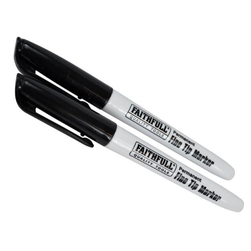 Faithfull Fibre Tip Marker Pen Black (Pack of 2)
