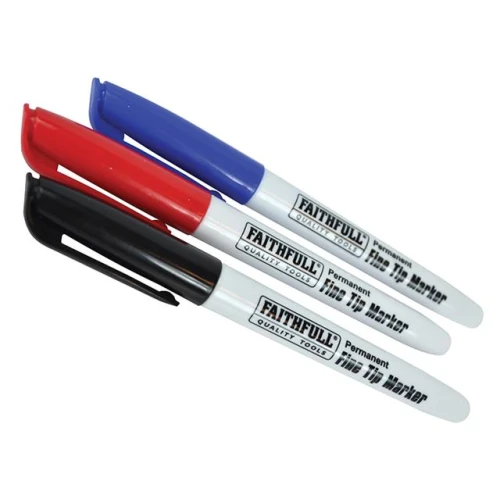 Faithfull Fibre Tip Marker Pen Mixed (Pack of 3)