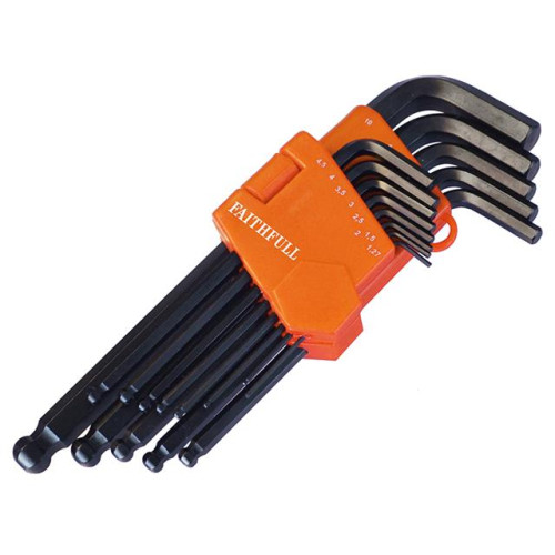 Faithfull Ball End Hexagon Key Long Arm Set of 13 Metric (1.3-10mm)