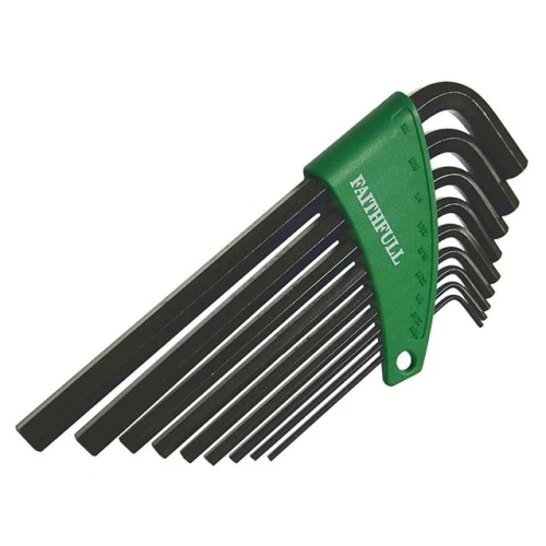 Faithfull Hexagon Key Long Arm Set of 9 Imperial (5/64 - 3/8in)