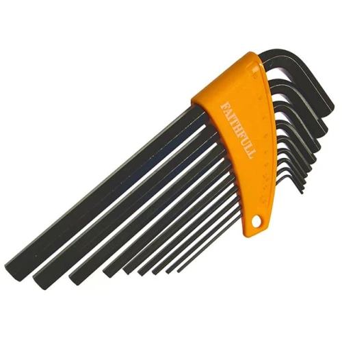 Faithfull Hexagon Key Long Arm Set of 9 Metric (1.5-10mm)