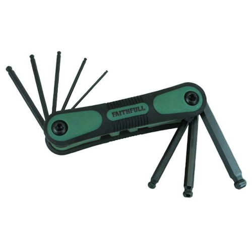 Faithfull Ball End Hexagon Key Folding Set of 9 Imperial (5/64 - 1/4in)