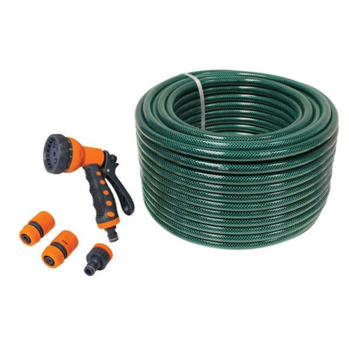 Faithfull PVC Garden Hose 50m with Fittings & Spray Gun