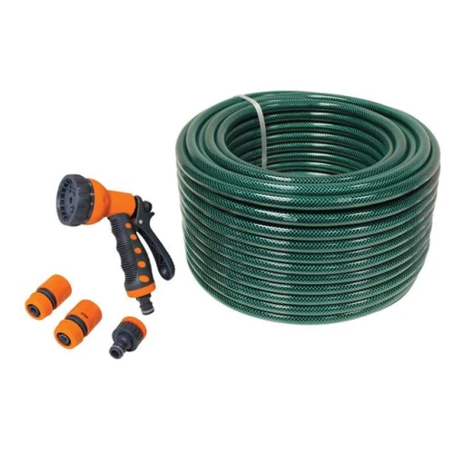 Faithfull PVC Garden Hose 50m with Fittings & Spray Gun
