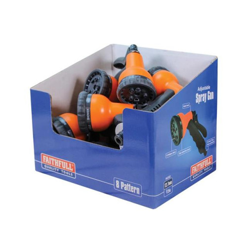 Faithfull Plastic 8 Pattern Adjustable Spray Gun (Bulk Pack 8)