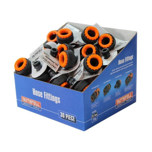 Faithfull Plastic Tap Hose Connector 1/2 & 3/4in (Box 30)