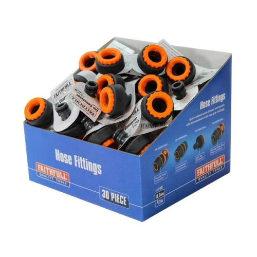 Faithfull Plastic Tap Hose Connector 1/2 & 3/4in (Box 30)