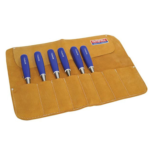 Faithfull Leather Chisel Roll - 8 Pocket