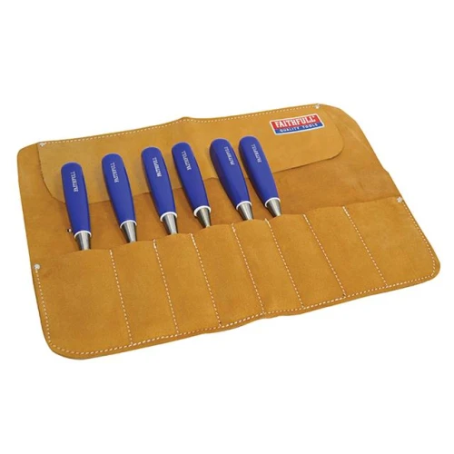 Faithfull Leather Chisel Roll - 8 Pocket