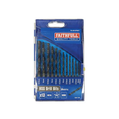 Faithfull HSS Drill Bit 13 Piece Set 1.5 - 6.5mm