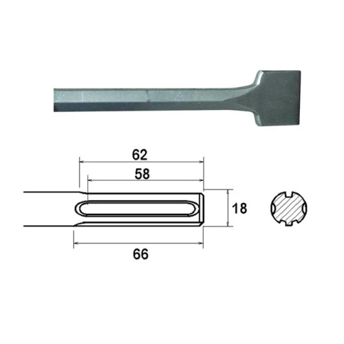 Faithfull Scaling Chisel Straight 400 x 50mm SDS Max