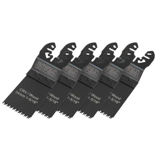 Faithfull Multi-Functional Tool Flush Wood Blade Side Set 34mm Pack of 5