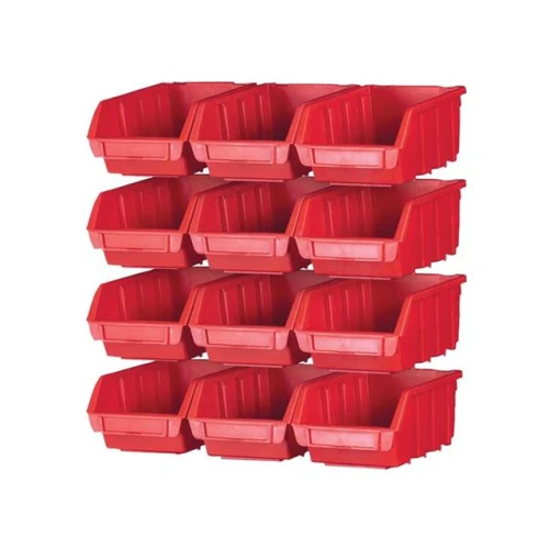 Faithfull 12 Plastic Storage Bins with Wall Mounting Rails