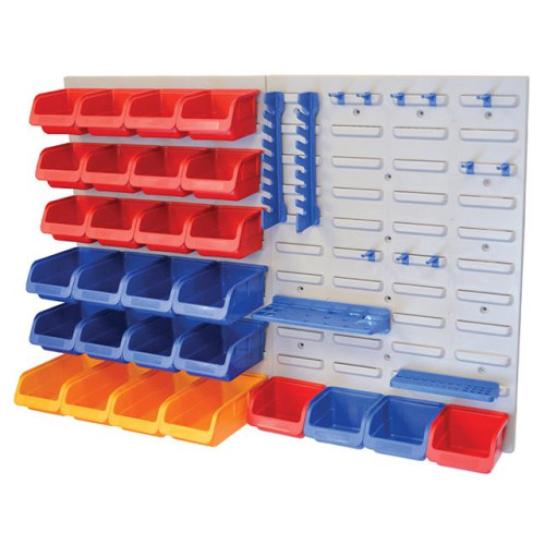 Faithfull Storage Bin Set with Wall Panels 43 Piece