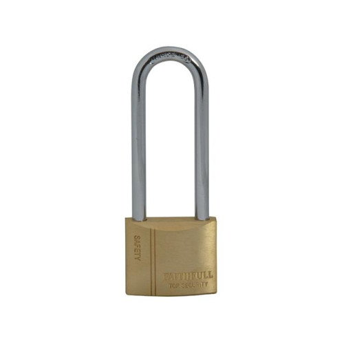 Faithfull Brass Padlock 40mm Long Shackle 3 Keys