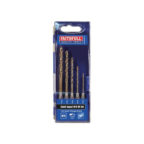Faithfull HSSE M35 Cobalt Quick-Change Impact Drill Bit Set, 5 Piece