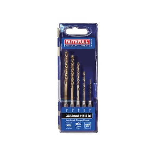 Faithfull HSSE M35 Cobalt Quick-Change Impact Drill Bit Set, 5 Piece