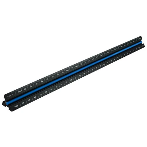Faithfull Prestige Tri-Scale Engineer Rule Black Aluminium 300mm