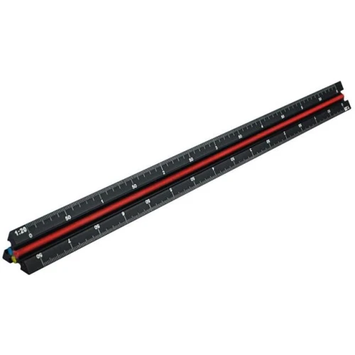 Faithfull Prestige Tri-Scale Engineer Rule Black Aluminium 300mm