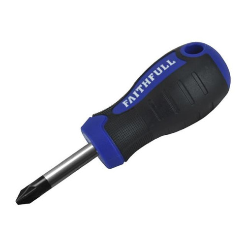 Faithfull Pozidriv Soft Grip Screwdriver 2Pz x 40mm Stubby