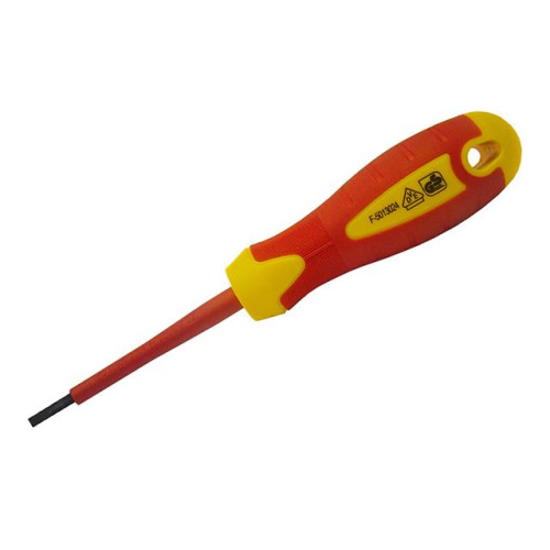 Faithfull Soft Grip VDE Screwdriver Slotted 4.0 x 100mm