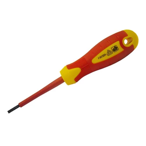 Faithfull Soft Grip VDE Screwdriver Slotted 4.0 x 100mm