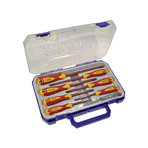 Faithfull Soft Grip VDE Screwdriver Set of 8 (Case)