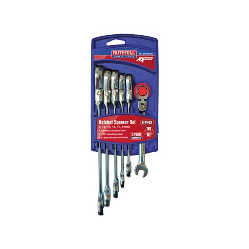 Faithfull Ratchet Combination Spanner Flex Head Set of 6