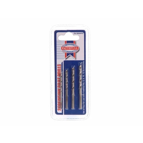 Faithfull Pilot Drill Set (4) For Screwsinks