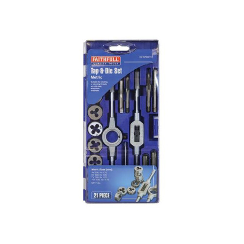 Faithfull Metric Tap & Die Set - Carbon Steel (21 Piece)