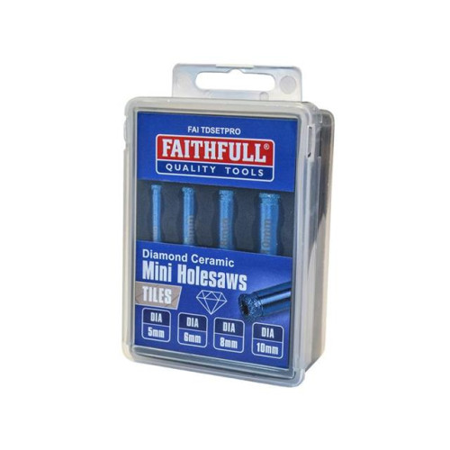 Faithfull Diamond Ceramic Mini Holesaw Set, 4 Piece