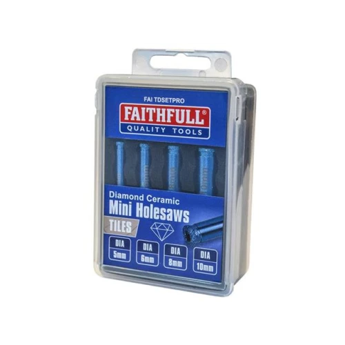 Faithfull Diamond Ceramic Mini Holesaw Set, 4 Piece