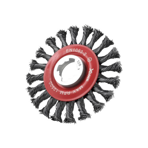 Faithfull X-LOCK Conical Wire Brush 115mm M14x2, 0.50mm Steel Wire