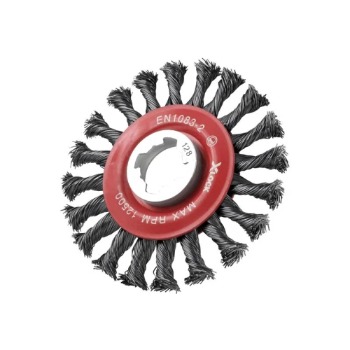 Faithfull X-LOCK Conical Wire Brush 115mm M14x2, 0.50mm Steel Wire