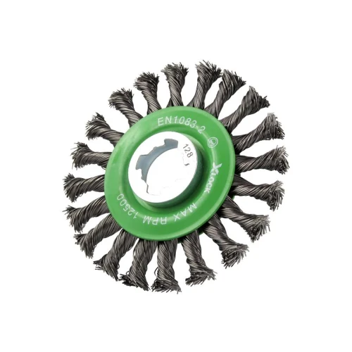 Faithfull X-LOCK Conical Wire Brush 115mm M14x2, 0.50mm Stainless Steel Wire