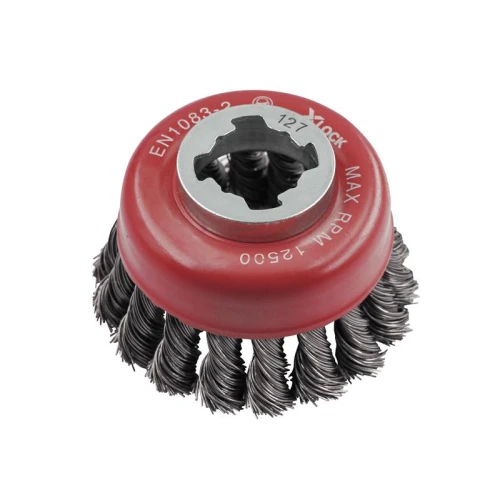 Faithfull X-LOCK Wire Cup Brush Twist Knot 75mm M14x2, 0.50mm Steel Wire