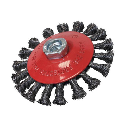 Faithfull Conical Wire Brush 100 x M10 x 1.5 0.50mm Wire