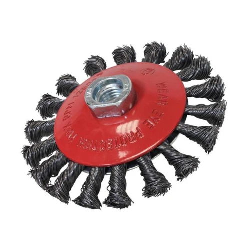 Faithfull Conical Wire Brush 100 x M14 x 2 0.50mm Wire