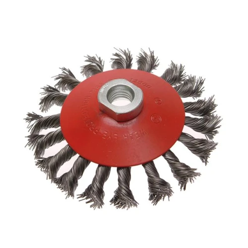 Faithfull Conical Wire Brush 115 x M14 x 2 0.50mm Wire