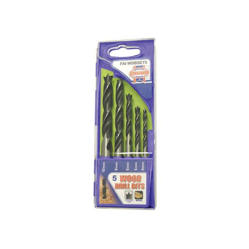 Faithfull 5 Piece Lip & Spur Wood Drill Bit Set