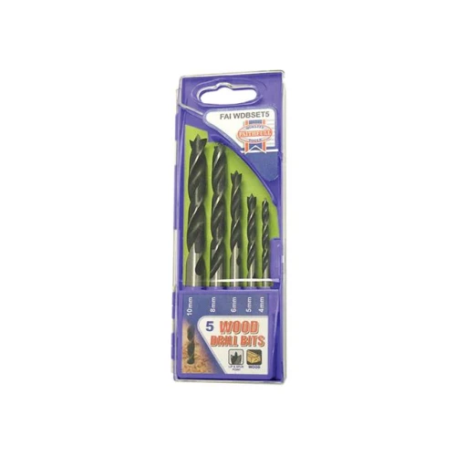 Faithfull 5 Piece Lip & Spur Wood Drill Bit Set