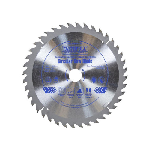 Faithfull TCT Cordless Trimsaw Blade 165mm x 20mm x 40T POS