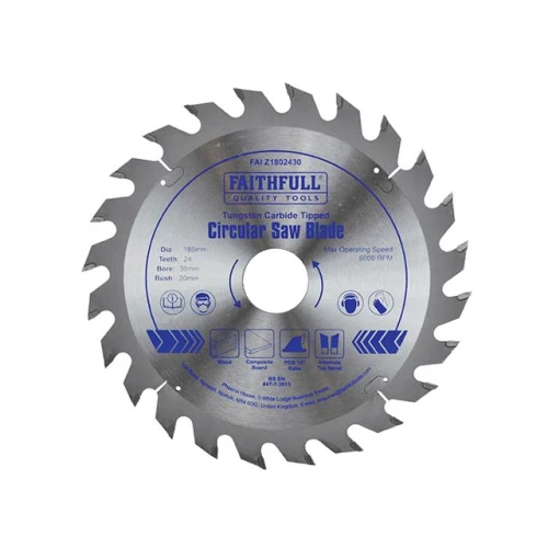 Faithfull Circular Saw Blade TCT 180 x 30 (20) x 24t POS