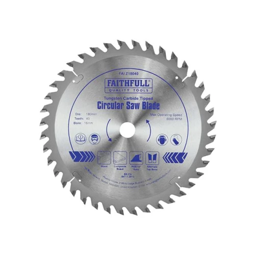 Faithfull Circular Saw Blade TCT 180 x 16 x 40t POS