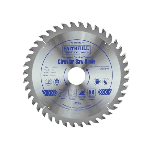 Faithfull Circular Saw Blade TCT 180 x 30 (20) x 40t POS
