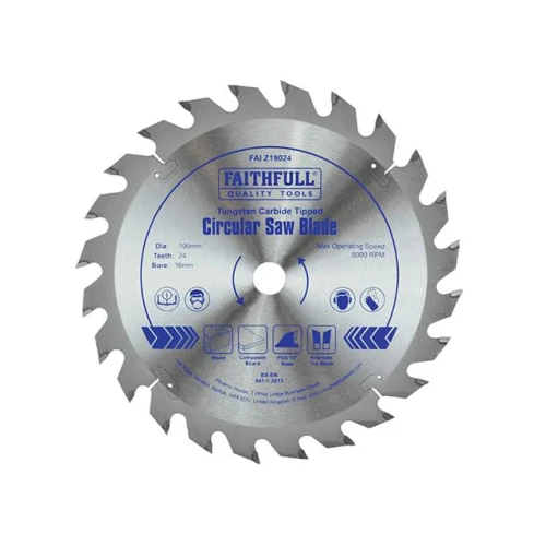 Faithfull Circular Saw Blade TCT 190 x 16 x 24t POS