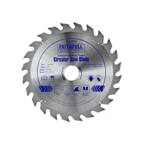 Faithfull Circular Saw Blade TCT 200 x 30 (16,25) x 24t POS