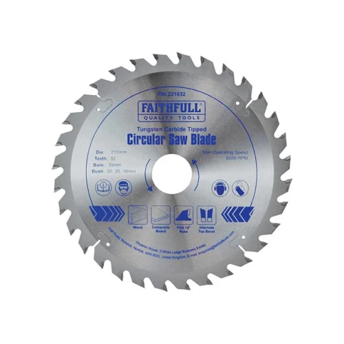 Faithfull Circular Saw Blade TCT 210 x 35 (16,25 & 30) x 32t POS