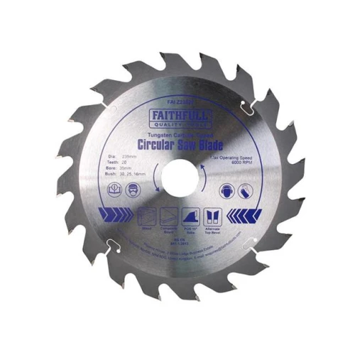 Faithfull Circular Saw Blade TCT 235 x 35 (16,20,30) x 20t POS