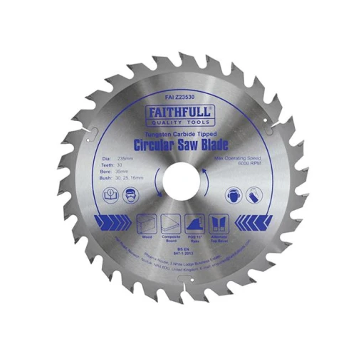 Faithfull Circular Saw Blade TCT 235 x 35 (16,20,30) x 30t
